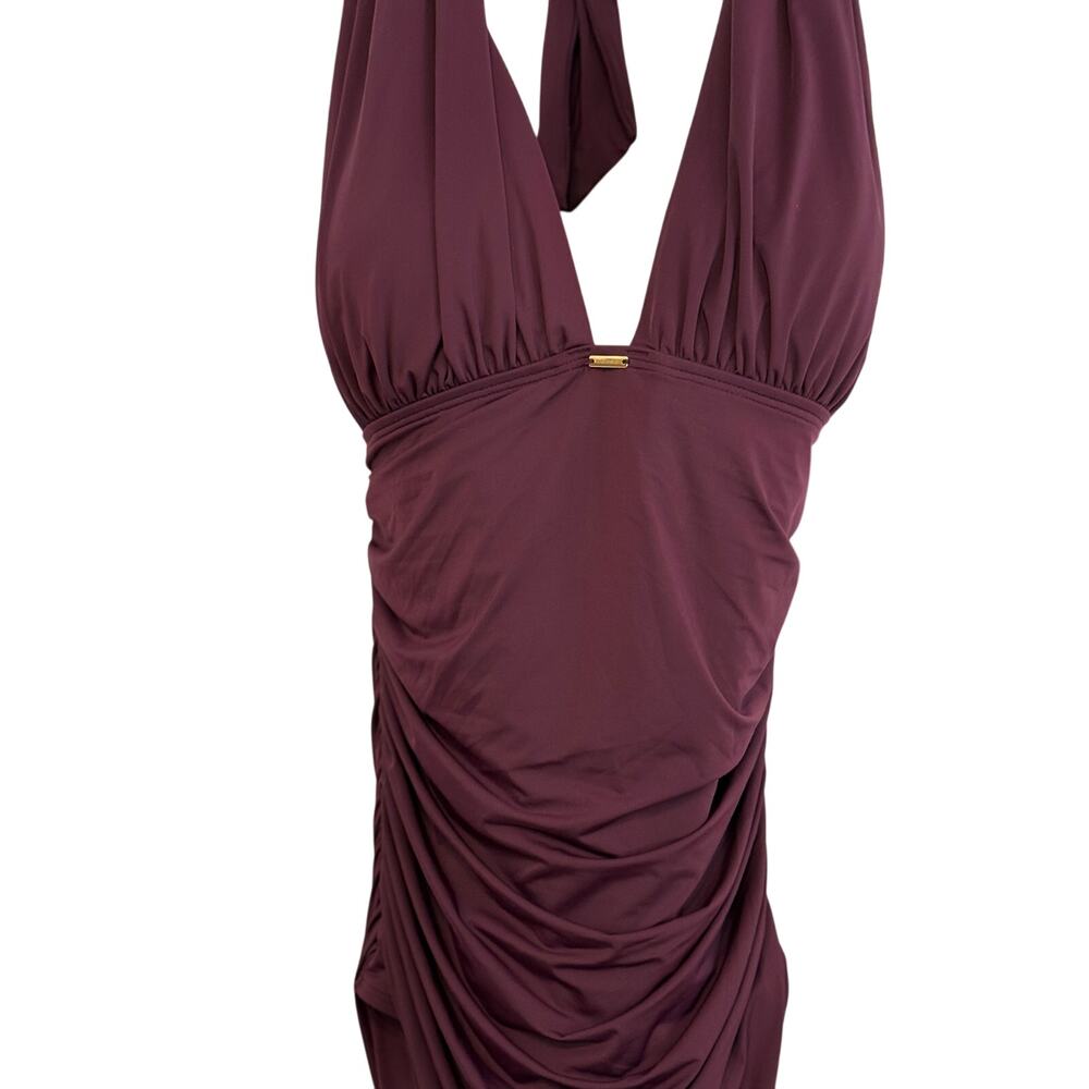 Victoria Secret Purple Halther Rouched One Piece Bathing Suit-